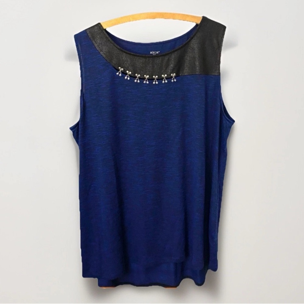 MBLM by Tess Holliday Plus Size Designer Women’s Shirt Blue Metallic Details